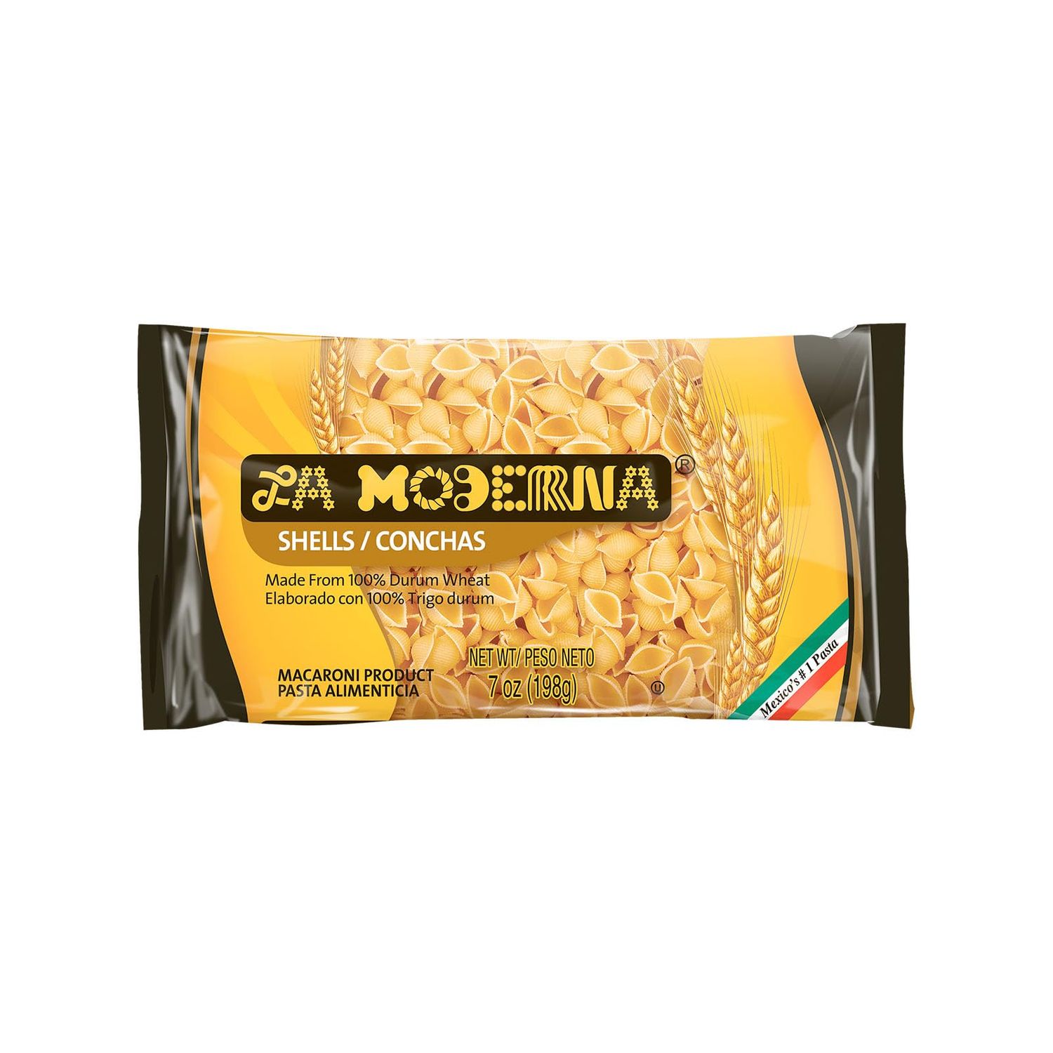 LA MODERNA, Conchas, Pasta, Hecha con SÃƒÂ©mola de Trigo Durum, Enriquecida con Vitaminas y Hierro, 7 oz
