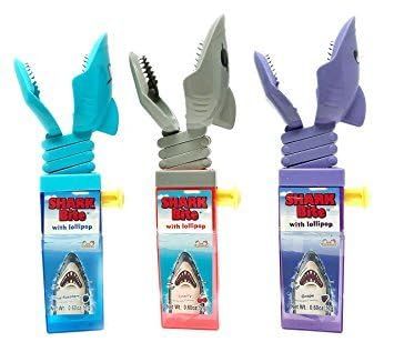 Kidsmania Shark Bite Lollipops Gift, Novelty Chomping Shark Suckers - Pack of 3 (Colors May Vary) By Lyza&#39;s Sweets &amp; Treats