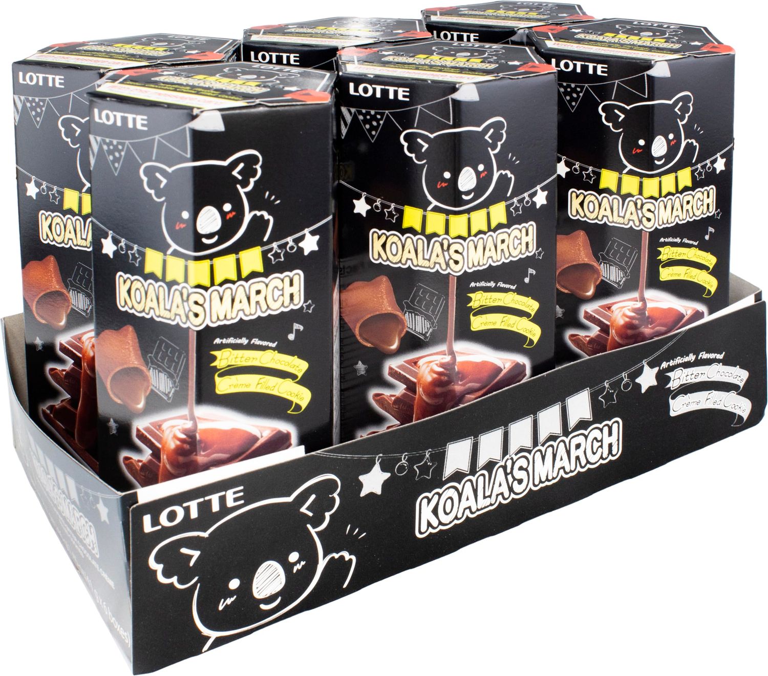Lotte Koala&#39;s March Cookies with Bitter Chocolate Flavored Cream, 1.45 oz (pack of 6)