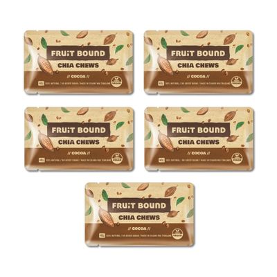 FRUIT BOUND Chia Bars Healthy Snacks Fruit Bars With Organic Chia Seed, Vegan Bars No Added Sugar, Plant Based Snack Bars (5 Count, Cocoa)