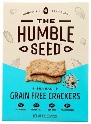 The Humble Seed Grain Free Crackers, Sea Salt, Plant-Based, Paleo Friendly, Gluten Free &amp; Non-GMO, 4.25 Ounce (Pack of 6)
