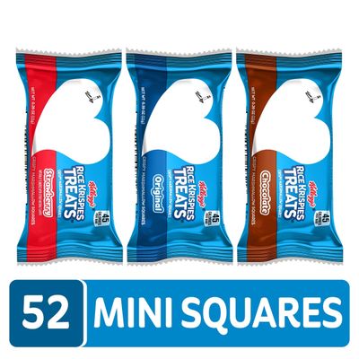 Rice Krispies Treats Mini Crispy Marshmallow Squares, Kids Snacks, Lunch Snacks, Variety Pack, 20.1oz Box (52 Bars)