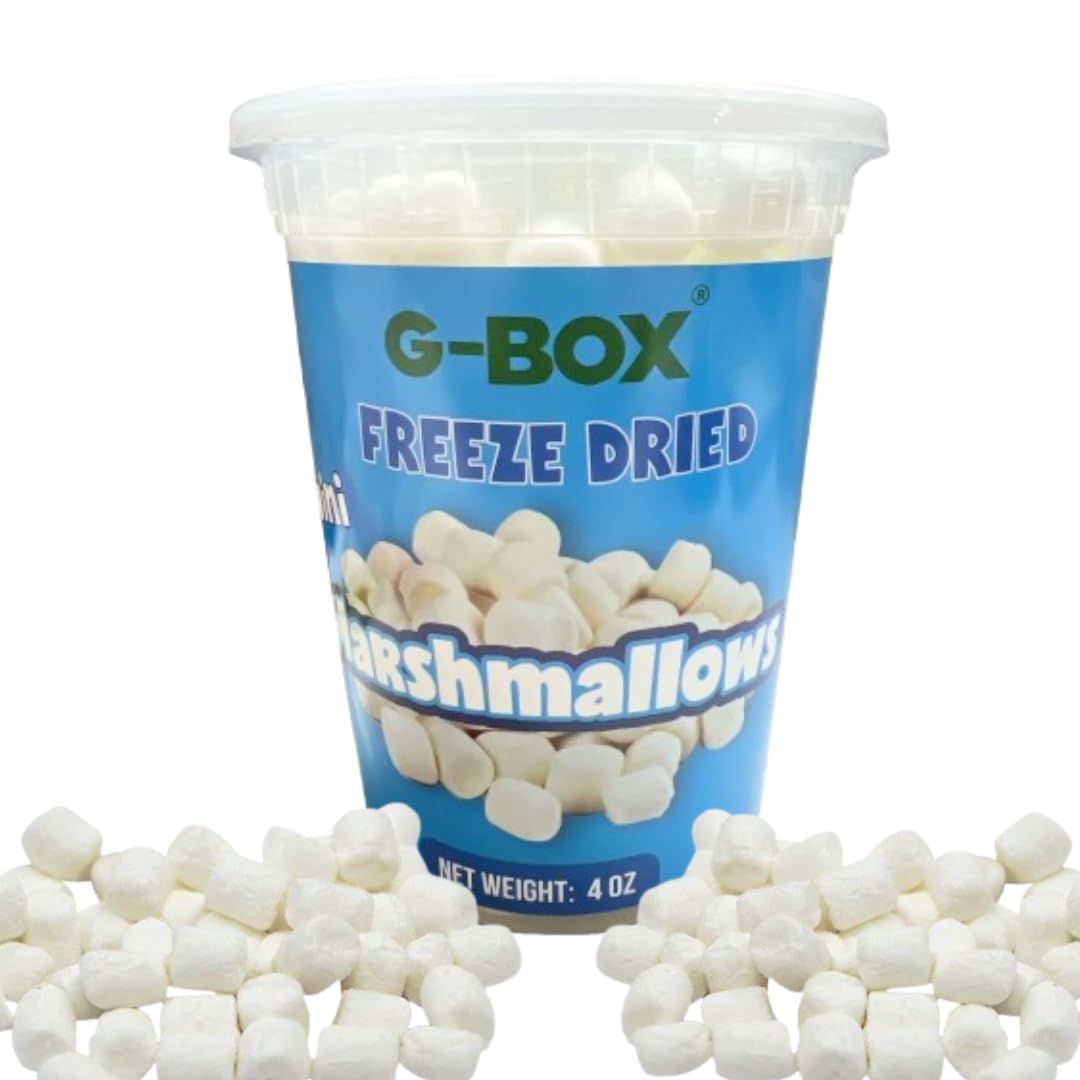 G-BOX Freeze Dried Marshmallows, Mini Marshmallows, Fat-free Christmas Candy, TikTok Trend Items, Snacks for Adults and Kids, Perfect halloween marshmallows(Large, CrispyMallows)