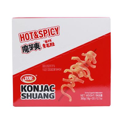 WeiLong Konjac Snack, Spicy Hot Strips, Spicy Snacks Latiao La tiao, Chinese Snacks Moyushuang, Spicy Flavor, (), 18g20 Bags, Pack of 1
