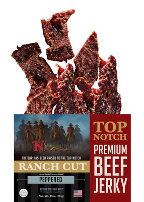 Top Notch Ranch Cut Jerky - 10 oz Bag of Beef Jerky - High Protein Snacks for Kids and Adults - Flavorful Strips of Premium Beef Jerky