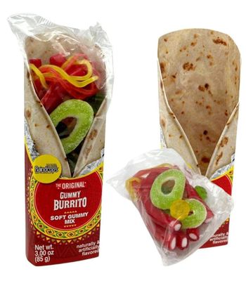 Raindrops - Gummy Candy Burrito - Fun Assorted Gummy Food Gift for Kids, Perfect for Birthdays, Parties, Play Dates, and Unique Candy Food Snacks - 3 oz