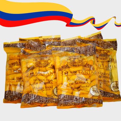 Achiras Smantania, Colombian Snack (6 Pack), Traditional Crunchy Cheese Breadsticks. Healthy Snack. Non-GMO. 10 Grams Of Protein