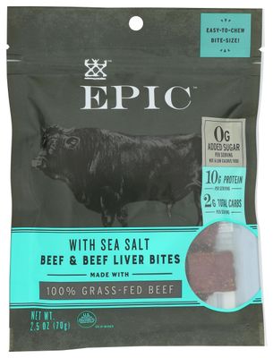 EPIC PROVISIONS Sea Salt Beef &amp; Beef Liver Bites, 2.5 OZ