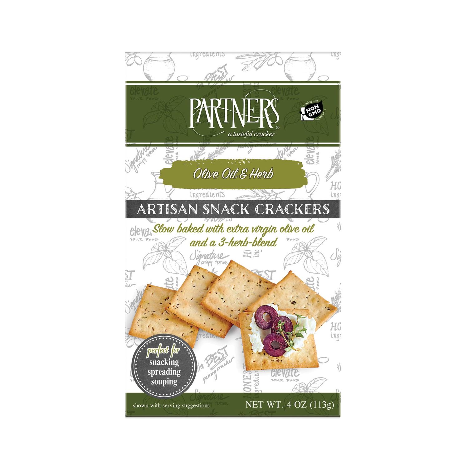 Partners Olive Oil &amp; Herb Crackers, 4 Ounce Unit