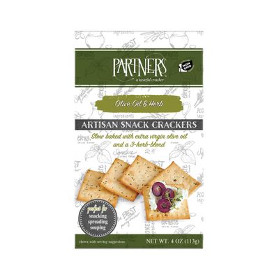 Partners Olive Oil &amp; Herb Crackers, 4 Ounce Unit