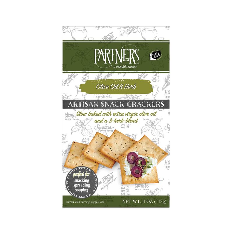 Partners Olive Oil &amp; Herb Crackers, 4 Ounce Unit