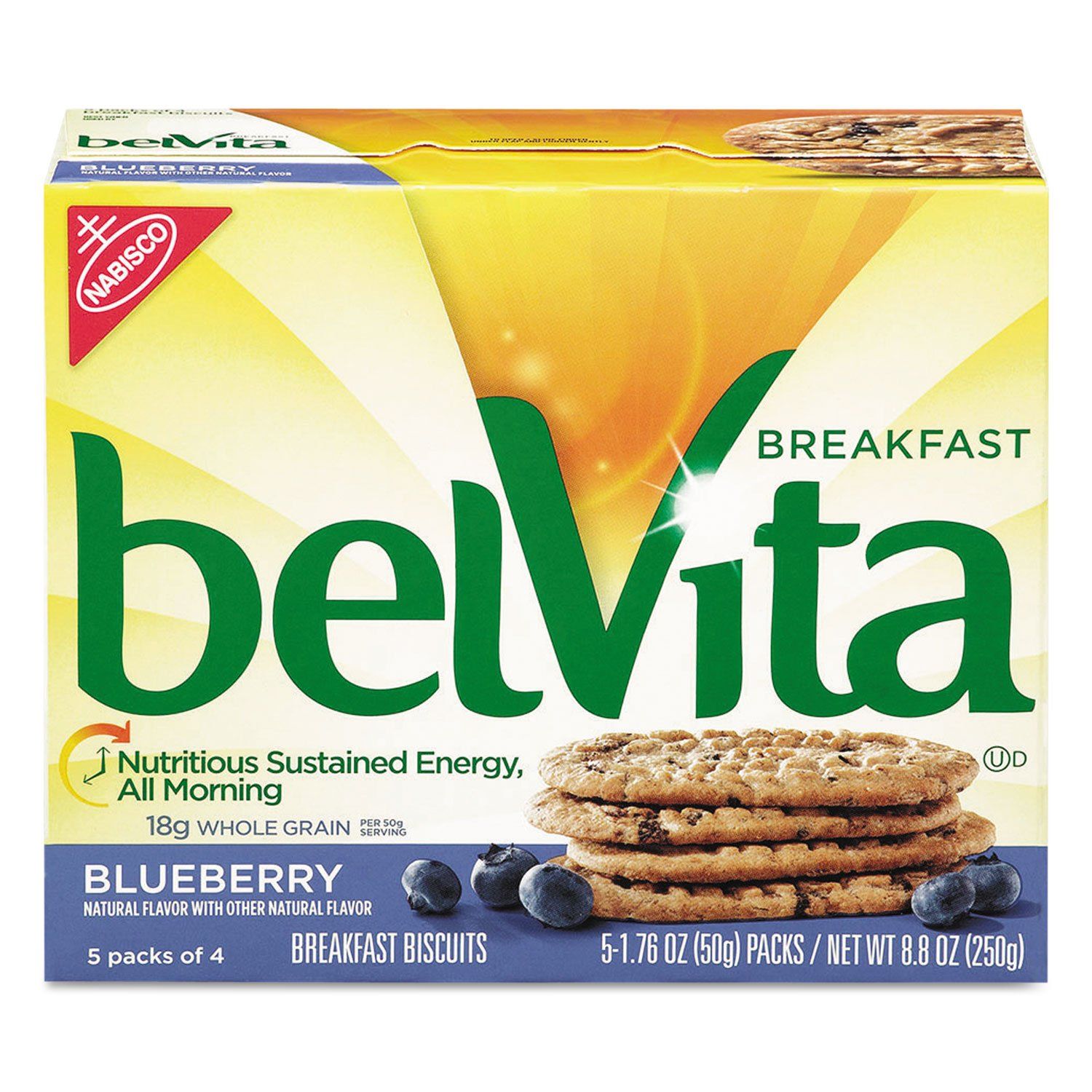 Nabisco 02908 belVita Breakfast Biscuits, Blueberry, 1.76 oz Pack, 64Carton