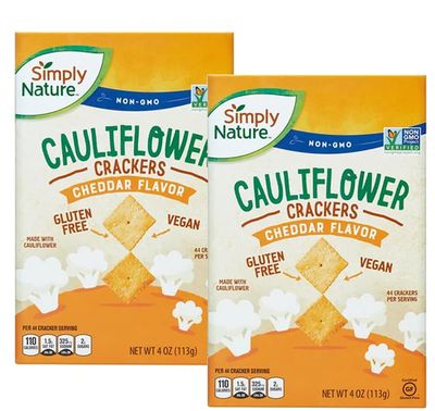 Cheddar Cheese Flavor Cauliflower Non GMO Gluten Free Crackers (2 Boxes) Kids Snack Snacking Food Treat