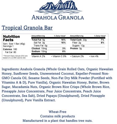 Anahola Granola Tropical Bars, 8 Count