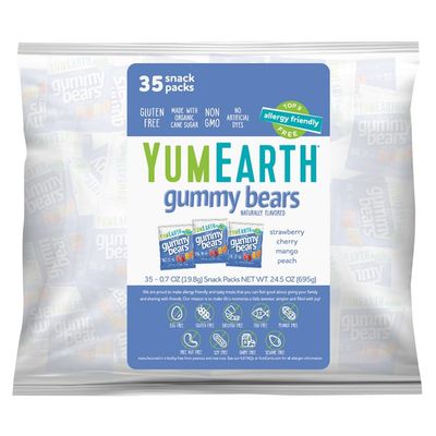 YumEarth Organic Gummy Bears - Fruity Gummy Candy Snack Packs, Gluten Free Snacks for Kids - Allergy Friendly, Non-GMO, No Artificial Flavors or Dyes - Assorted Flavors, 0.7 oz. (Pack of 35)