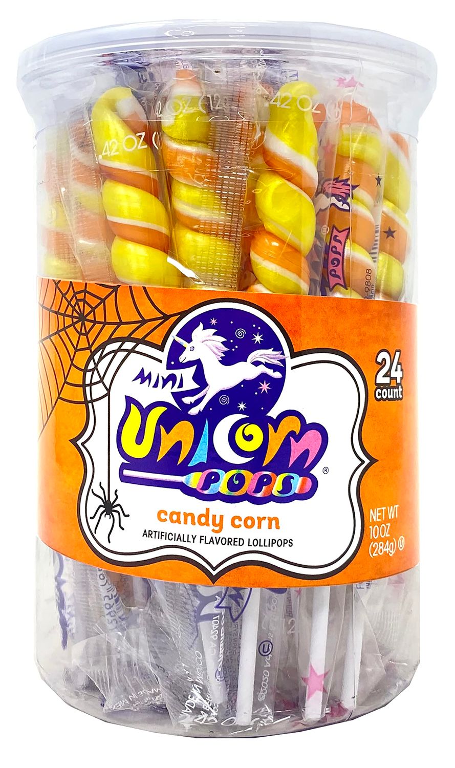 Adams &amp; Brooks Mini Unicorn Pops 24 Count - Candy Corn Halloween Lollipops - Halloween Candy, Kosher Candy