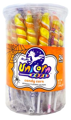 Adams &amp; Brooks Mini Unicorn Pops 24 Count - Candy Corn Halloween Lollipops - Halloween Candy, Kosher Candy