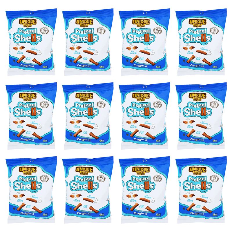 Unique Snacks Original Pretzel Shells, Delicious Homestyle Baked Snack Bag, Vegan, OU Kosher, and Non-GMO Food, No Artificial Flavor, 2.12 Oz. Bag, Pack of 12