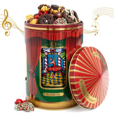 Christmas Gift Basket- Gourmet Food Gifts - Plays Music - Holiday Chocolate and Candy, Sweets and Snacks- Nutcracker Suite- Bonnie and Pop