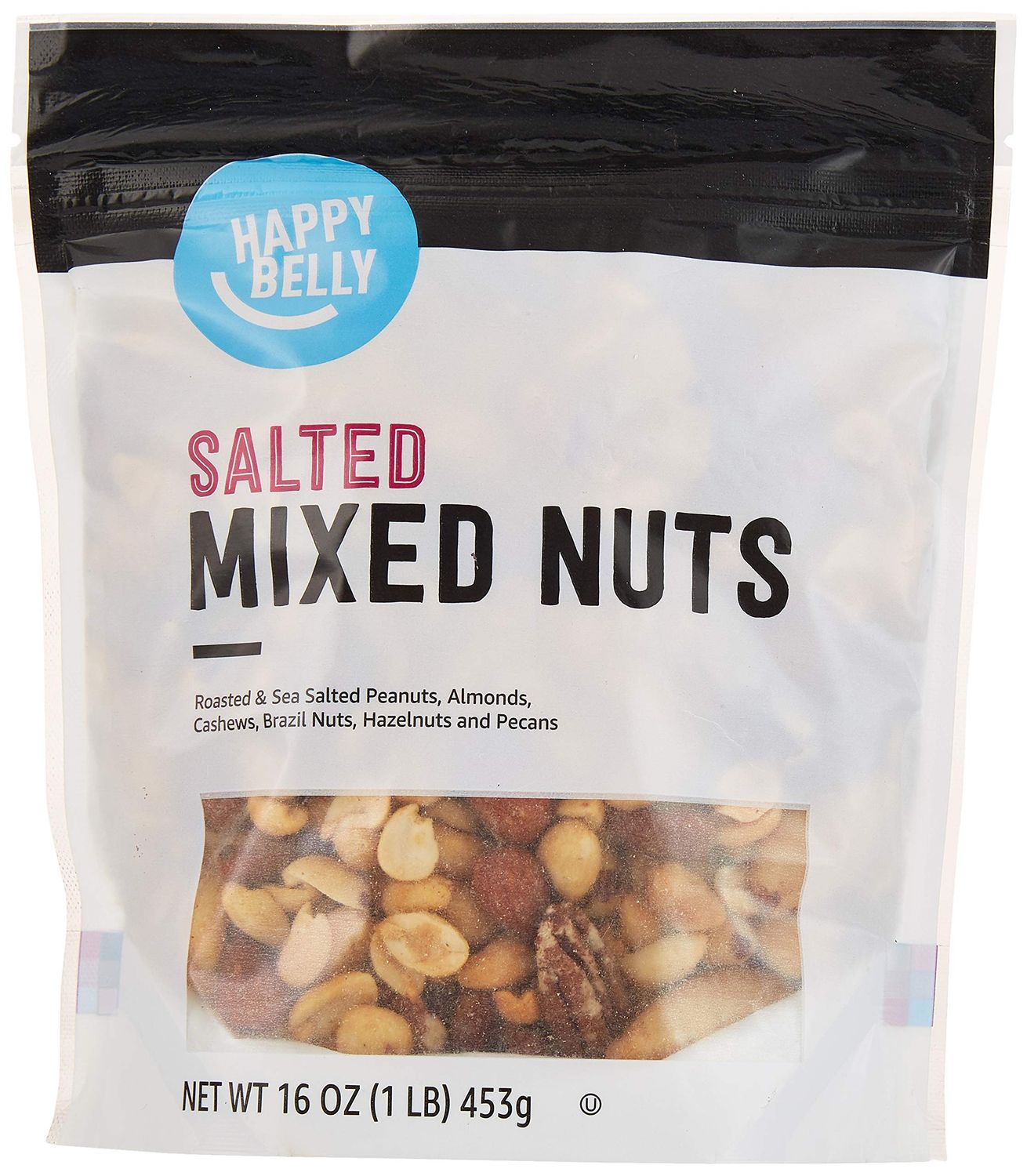 Amazon Brand - Happy Belly Mixed Nuts with Peanuts, Roasted &amp; Sea Salted, 1 pound (Pack of 1)