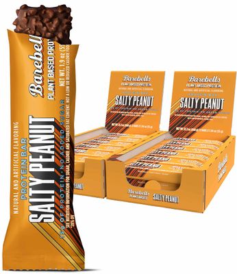 Barebells Vegan Protein Bars Salty Peanut - 12 Count, Pack of 2 - Plant Based Protein Bar with 15g of High Protein - Chocolate Protein Snacks with 1g of Total Sugars - On The Go Breakfast Bars