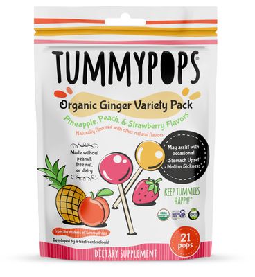 USDA Organic Tummypops Ginger Variety Pack (Pineapple, Peach, &amp; Strawberry)