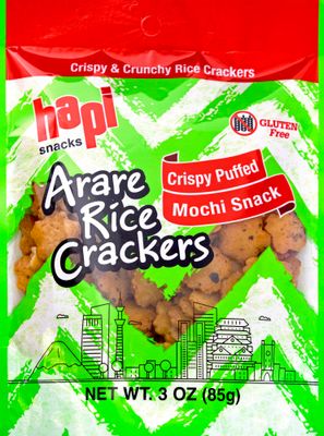 Hapi Crispy Puff Mochi Arare Rice Crackers, 3 oz (Pack of 12)