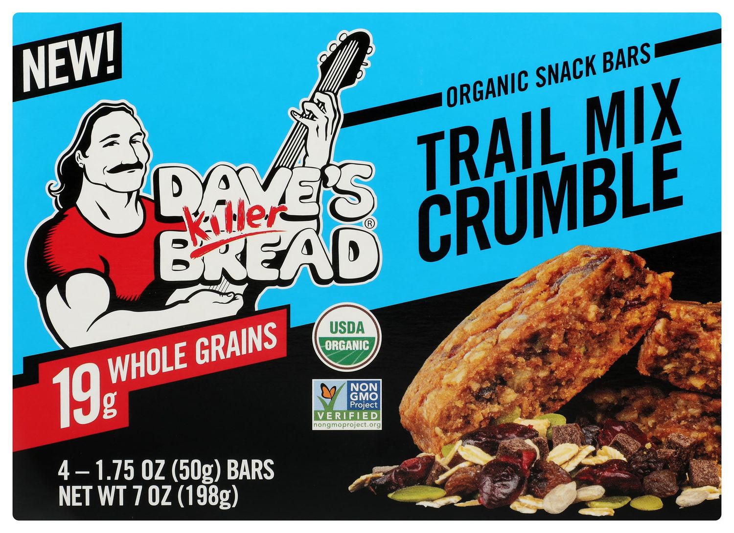 Dave&#39;s Killer Bread Organic Snack Bar, Trail Mix Crumble, 19g Whole Grains, No Artificial Ingredients or Preservatives, Kosher, USDA Certified Organic, Non-GMO, 4 Count, 7 Ounce (Pack of 6)