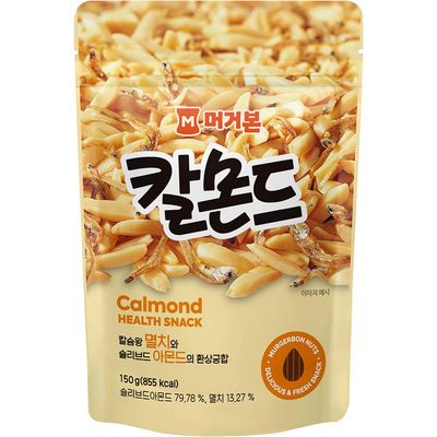 MURGERBON Almonds with Anchovies 5.29oz (150g)- Korean Calmond, Sweet and Salty Anchovy with Slivered Almonds, Savory, Crunch, Delicious, Healthy Snacks, Nuts Snack, Kids Snacks, Beer Snack, Pack of 1