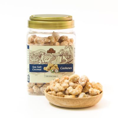 LAFOOCO Sea Salt Coconut Cashews, Premium Cashews, Lightly Sea Salted, Coconut flakes, Rich in Nutrients, Protein, Great Gift for Family, Resealable Jar, Halal, BRCGS (14.1 oz)