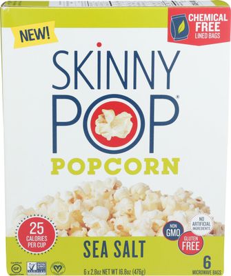 SKINNY POP Sea Salt Microwave Popcorn, 16.8 OZ