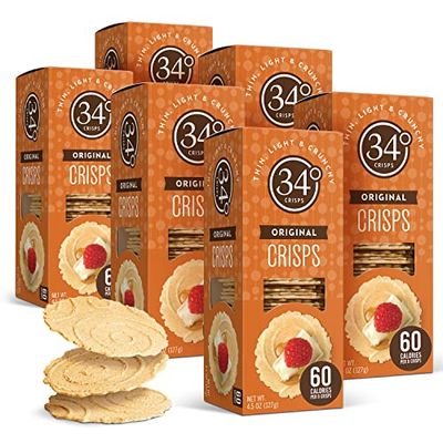 34 Degrees Crisps | Original Crisps | Thin, Light &amp; Crunchy Crisps, 6 Pack (4.5oz each)