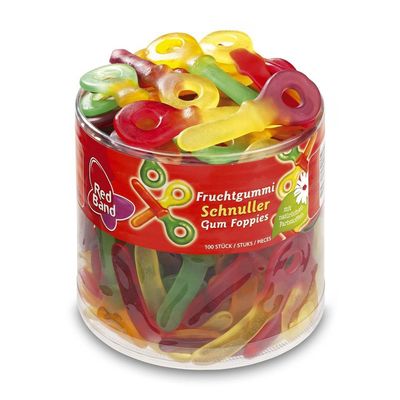 Red Band Fruchtgummi Schnuller - Tasty Gummies In A Tub - Sweet Fruity Wine Candy Taste - Fruit Snacks Pack- Sour Keys, Large Tub, 1200 Grams, 100 Pcs