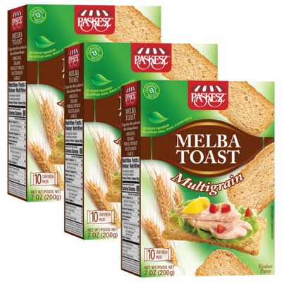 Melba Toast, Flatbread Toast Crackers - Multigrain - All Natural Thin and Crispy Flatbread Crackers - Non-GMO, 7 Oz, Pack of 3