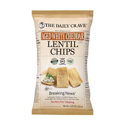 The Daily Crave Aged White Cheddar Lentil Chips - 4 G Protein, Gluten-Free, Non-Gmo, Kosher, Crunchy, 4.25 Ounce (Pack Of 8)