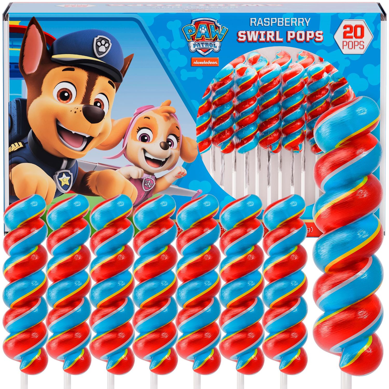 Paw Patrol Swirl Lollipops 20pk- Paw Patrol Lollipops For Paw Patrol Party Favors - Paw Patrol Candy - Paw Patrol Birthday Decorations - Paw Patrol Cake Toppers,Paw Patrol Food,Paw Patrol Snacks