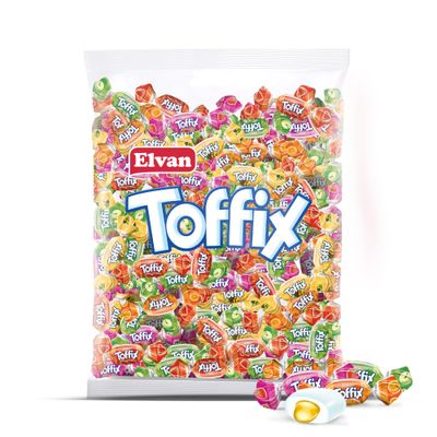 TOFFIX | Fruit Chews Assorted Bulk Candy 250 Pieces | Center-Filled Soft Fruit Chews Candy - Individually Wrapped for Freshness - 2.2 Pound (Orange, Strawberry, Pineapple, Watermelon, Apple)