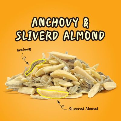 MURGERBON Almonds with Anchovies 5.29oz (150g)- Korean Calmond, Sweet and Salty Anchovy with Slivered Almonds, Savory, Crunch, Delicious, Healthy Snacks, Nuts Snack, Kids Snacks, Beer Snack, Pack of 1