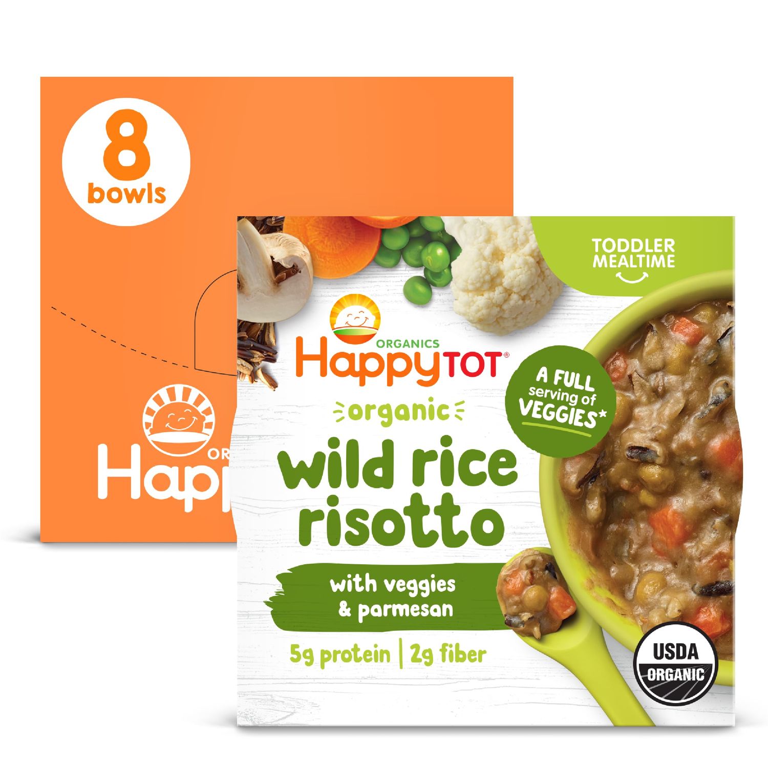 Happy Tot Organics Meal Bowl, Veggies &amp; Wild Rice with Mushrooms &amp; Parmesan, 4.5 Ounce Pouch (Pack of 8)