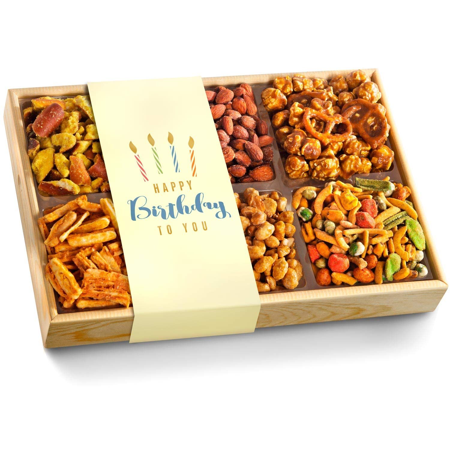Happy Birthday Crunch &#39;n Munch Snack &amp; Nut Variety Tray Gift Box