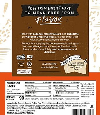 Absolutely Gluten Free Coconut S'mores Cookies With a Touch of Himalayan Pink Salt, 5oz (2 Pack), Grain Free, Dairy Free, Sulfite Free, Vegan Friendly, Individually Wrapped
