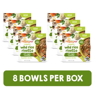 Happy Tot Organics Meal Bowl, Veggies &amp; Wild Rice with Mushrooms &amp; Parmesan, 4.5 Ounce Pouch (Pack of 8)