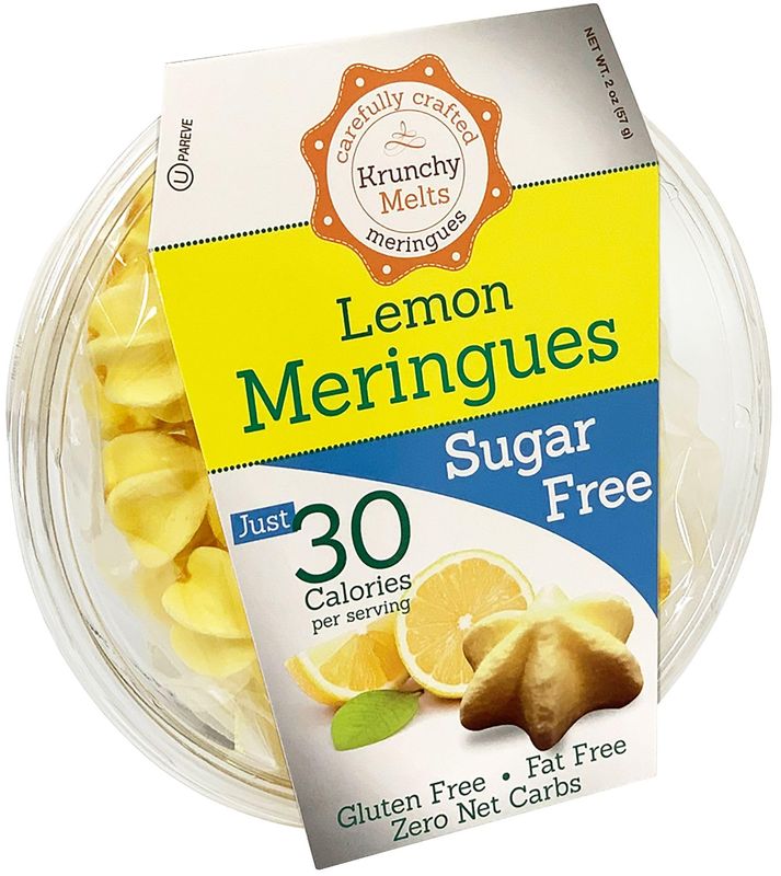 Krunchy Melts Original Sugar Free Meringue Cookies | Sugar Free Lemon Flavor | Only 30 Calories Per Serving | Fat Free, Gluten Free, Dairy Free | Keto Friendly | Zero Net Carbs (2 Oz)