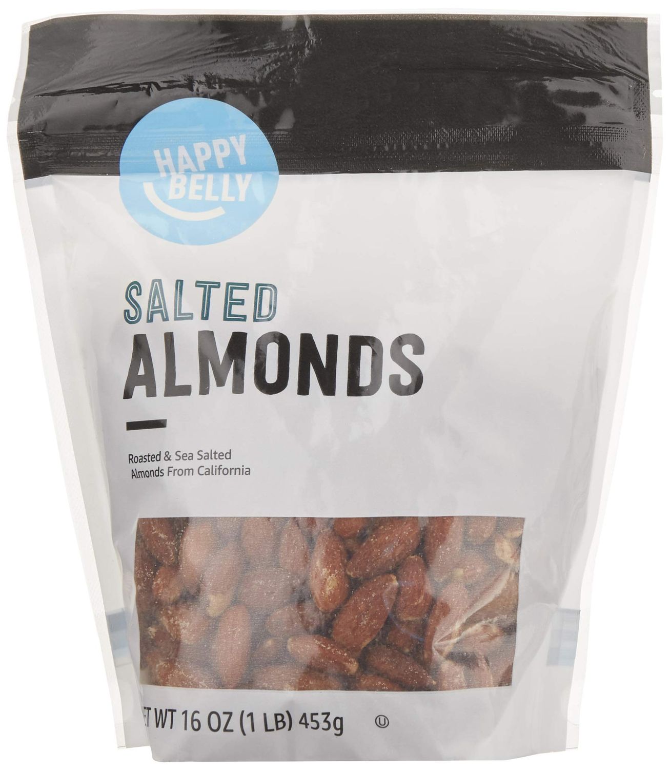 Amazon Brand - Happy Belly California Almond, Roasted &amp; Sea Salted, 16 oz (Pack of 1)