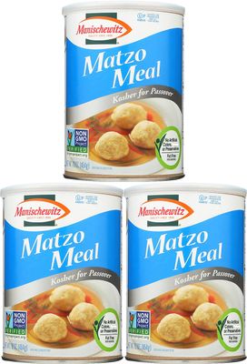 Manischewitz Matzo Meal Passover Canister, 16 Oz (Pack of 3, Total of 48 Oz)