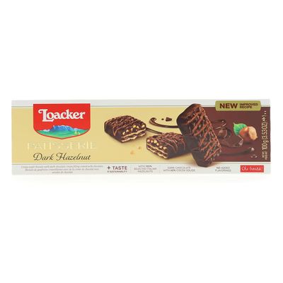 Loacker Patisserie Dark Hazelnut 12 Chocolate Covered Premium Wafer Fingers, Indulgent Snack, Perfect to Share, Nothing Artificial, 3.53oz