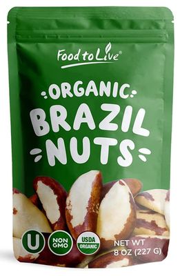 Food to Live - Organic Brazil Nuts, 8 Ounces Non-GMO, Raw, Whole, No Shell, Unsalted, Kosher, Vegan, Keto, Paleo Friendly, Bulk, Trail Mix Snack, Good Source of Selenium