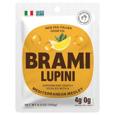 BRAMI Lupini Beans Snack, Mediterranean Medley | 7g Plant Based Protein, 0g Net Carbs | Vegan, Vegetarian, Keto, Non Perishable | 5.3 Ounce (1 Count)