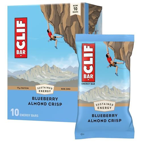 CLIF BAR - Blueberry Almond Crisp - Made with Organic Oats - 11g Protein - Non-GMO - Plant Based - Energy Bars - 2.4 oz. (10 Pack)