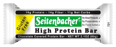 Seitenbacher Chocolate Covered Protein Bar - 16g of protein, 14g of fiber, hazelnuts, 2.1 Ounce (Pack of 12)